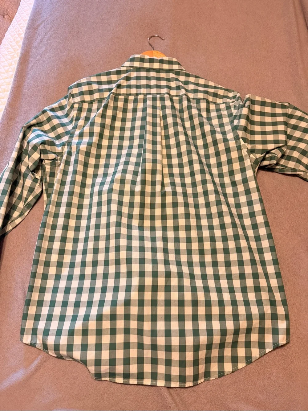 Banana Republic Men's Mint Green and Green Check Non-Iron Classic Fit Shirt - L